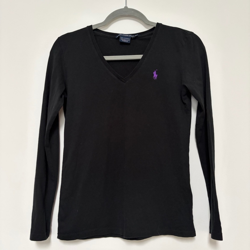 Ralph Lauren Sport Pima Cotton Long Tee Size Small Black
